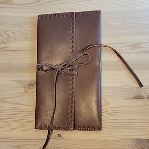 Leather Crochet Store Brown Leather Clutch